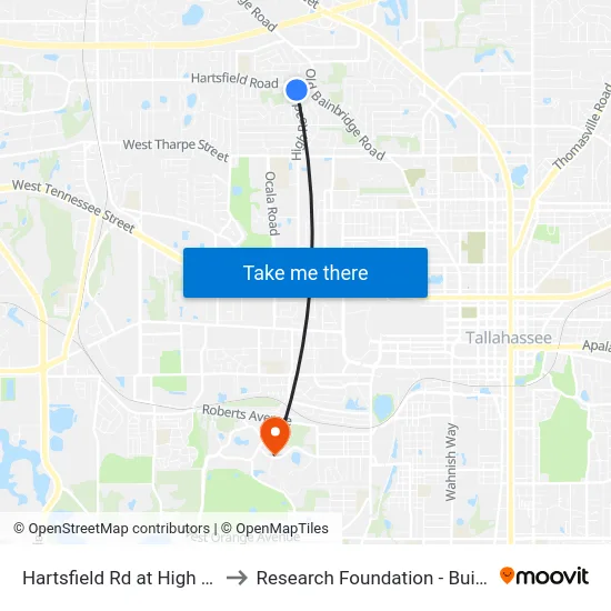 Hartsfield Rd at High Rd Nb to Research Foundation - Building A map