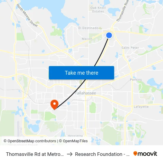 Thomasville Rd at Metropolitan Nb to Research Foundation - Building A map