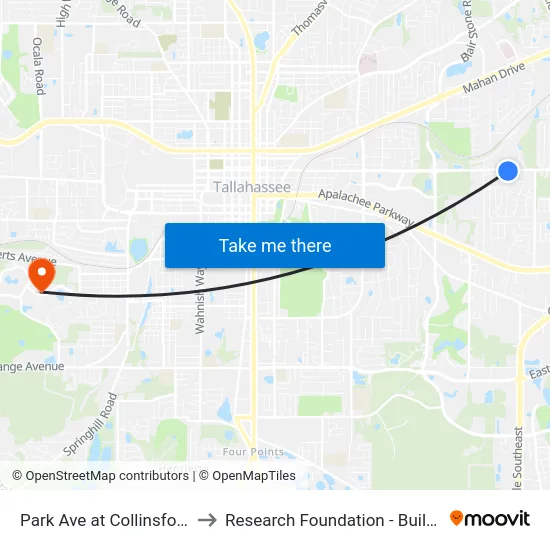 Park Ave at Collinsford Eb to Research Foundation - Building A map