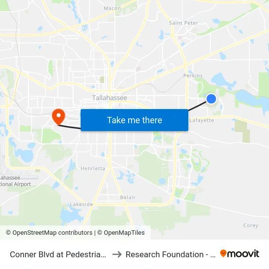 Conner Blvd at Pedestrian Bridge Eb to Research Foundation - Building A map