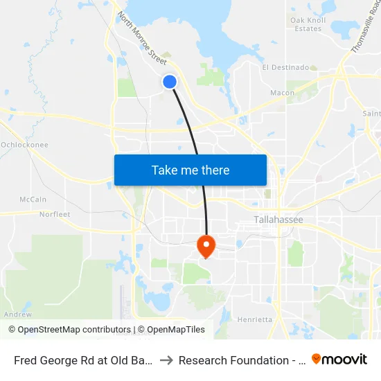 Fred George Rd at Old Bainbridge Sb to Research Foundation - Building A map