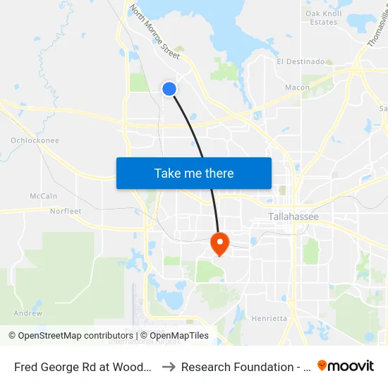 Fred George Rd at Woodhill Drive Sb to Research Foundation - Building A map