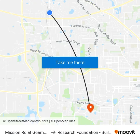 Mission Rd at Gearhart Sb to Research Foundation - Building A map