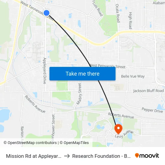 Mission Rd at Appleyard Dr  Nb to Research Foundation - Building A map