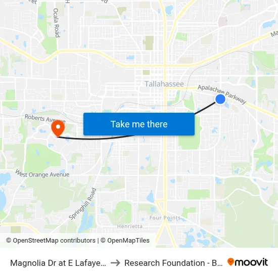 Magnolia Dr at E Lafayette St Sb to Research Foundation - Building A map