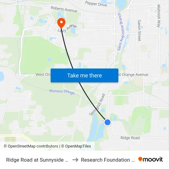 Ridge Road at Sunnyside Dr (North) Sb to Research Foundation - Building A map