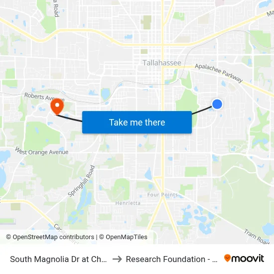 South Magnolia Dr at Cherokee Nb to Research Foundation - Building A map