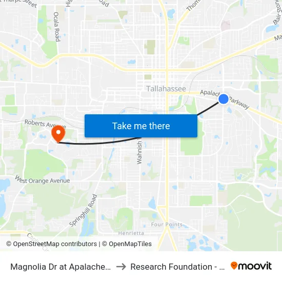 Magnolia Dr at Apalachee Pkwy Nb to Research Foundation - Building A map