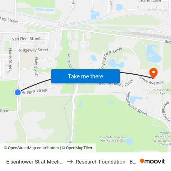 Eisenhower St at Mcelroy St Nb to Research Foundation - Building A map
