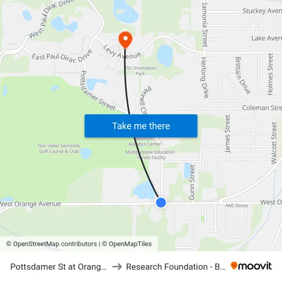 Pottsdamer St at Orange Ave Sb to Research Foundation - Building A map