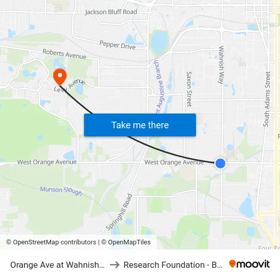 Orange Ave at Wahnish Way Eb to Research Foundation - Building A map