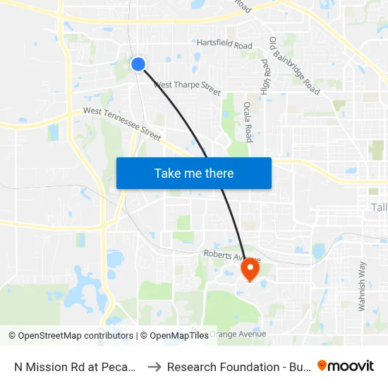 N Mission Rd at Pecan Rd Nb to Research Foundation - Building A map