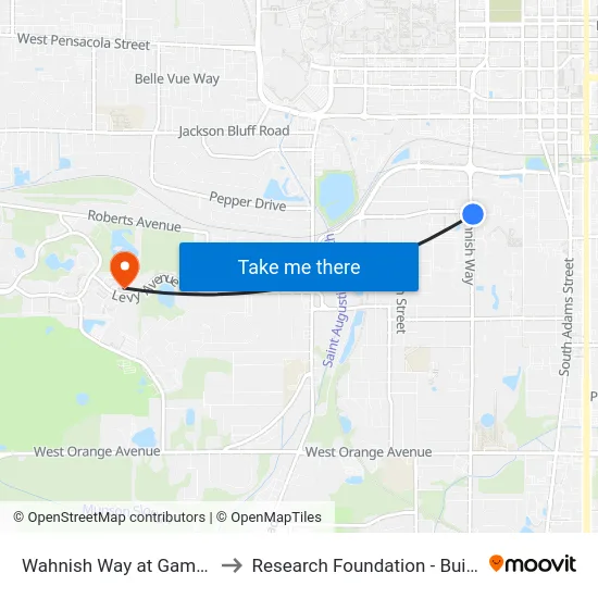 Althea Gibson Way at Gamble Nb to Research Foundation - Building A map