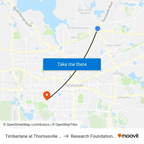 Timberlane at Thomasville Rd Far Side Eb to Research Foundation - Building A map