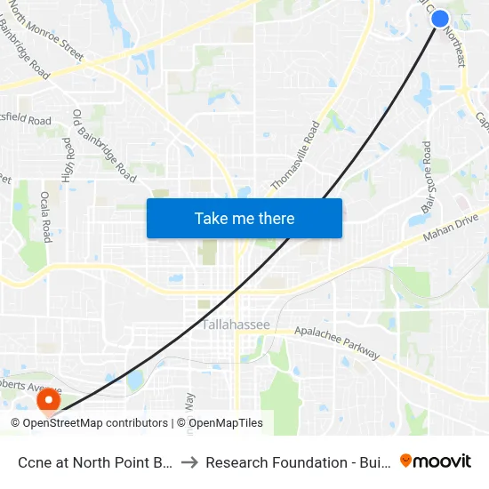 Ccne at North Point Blvd Sb to Research Foundation - Building A map