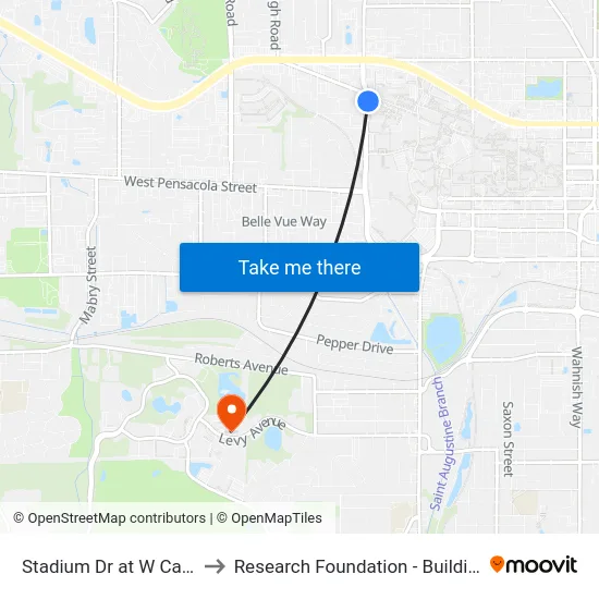Stadium Dr at W Call St to Research Foundation - Building A map
