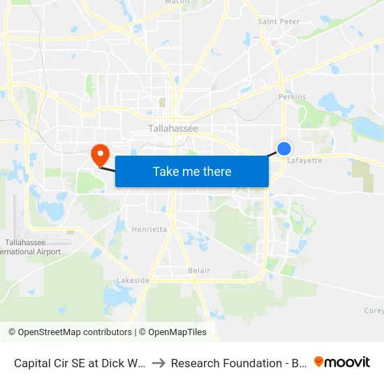Capital Cir SE at Dick Wilson Nb to Research Foundation - Building A map