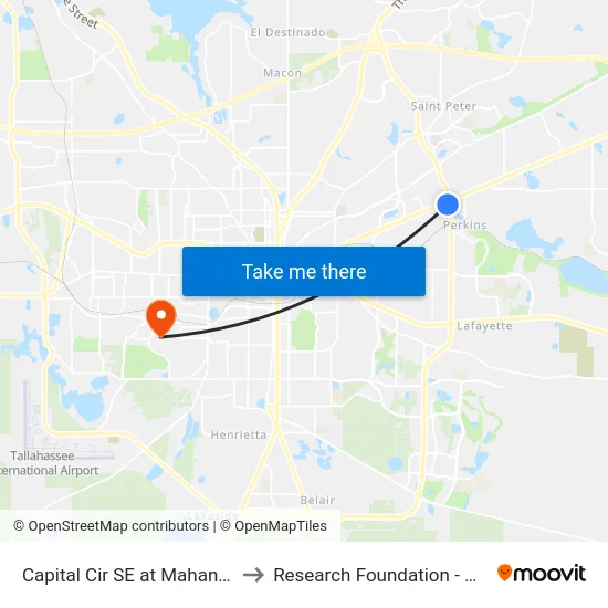 Capital Cir SE at Mahan Drive Nb to Research Foundation - Building A map