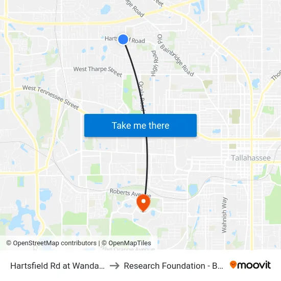 Hartsfield Rd at Wanda Way Eb to Research Foundation - Building A map