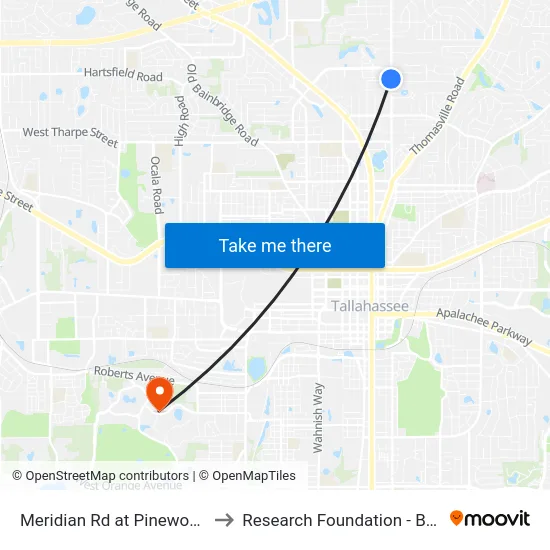 Meridian Rd at Pinewood Dr Sb to Research Foundation - Building A map