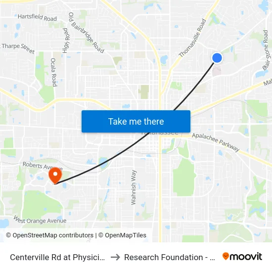 Centerville Rd at Physicians Dr Nb to Research Foundation - Building A map