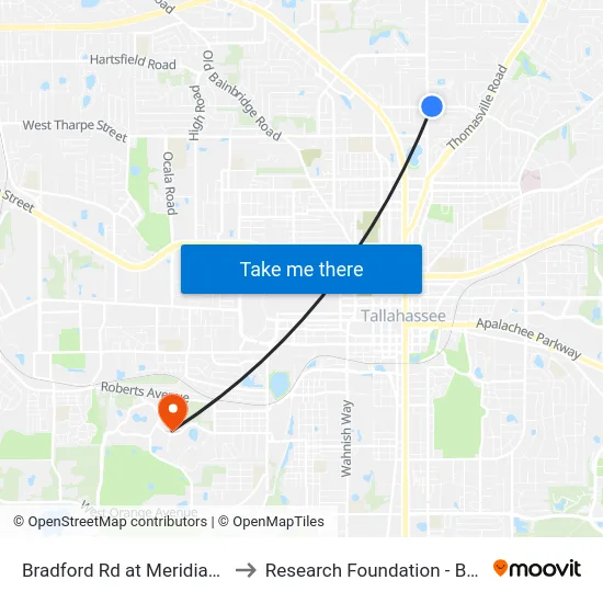 Bradford Rd at Meridian Rd Wb to Research Foundation - Building A map