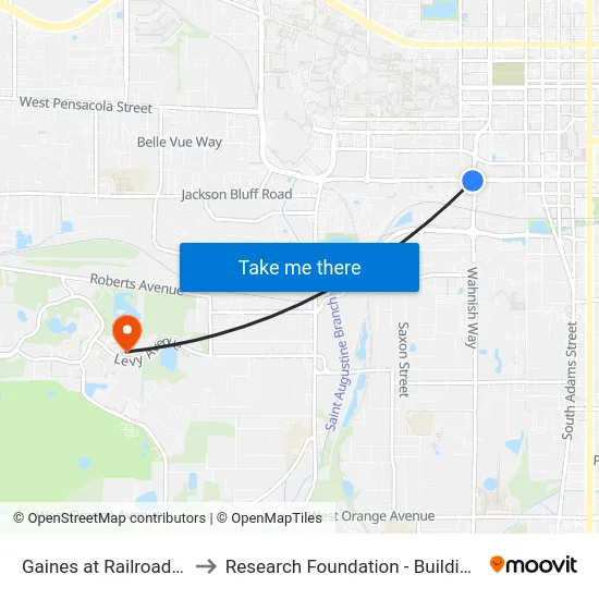 Gaines at Railroad Eb to Research Foundation - Building A map