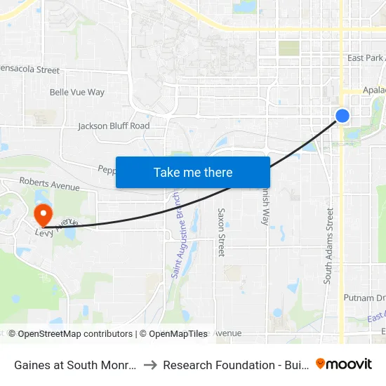 Gaines at South Monroe Wb to Research Foundation - Building A map