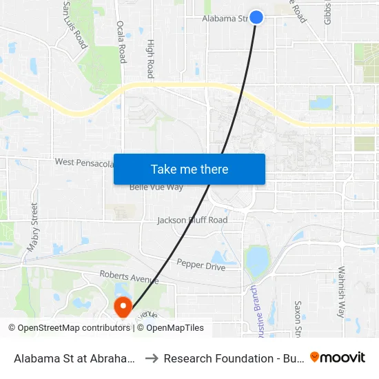 Alabama St at Abraham St Eb to Research Foundation - Building A map
