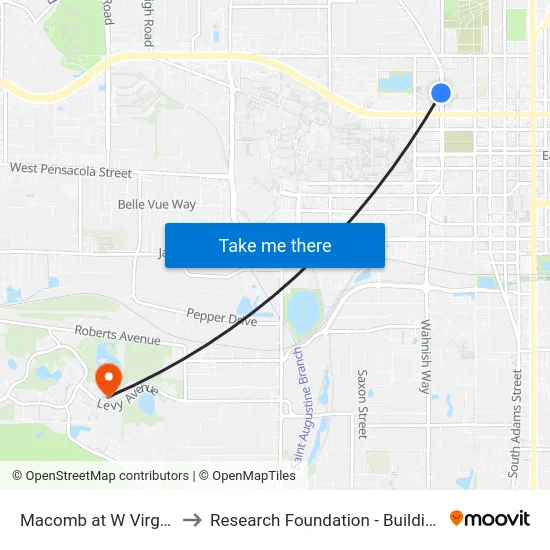 Macomb at W Virginia to Research Foundation - Building A map