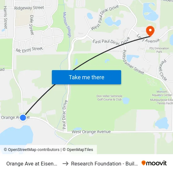 Orange Ave at Eisenhower to Research Foundation - Building A map