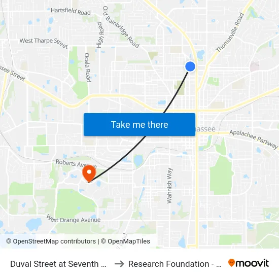 Duval Street at Seventh Avenue Nb to Research Foundation - Building A map