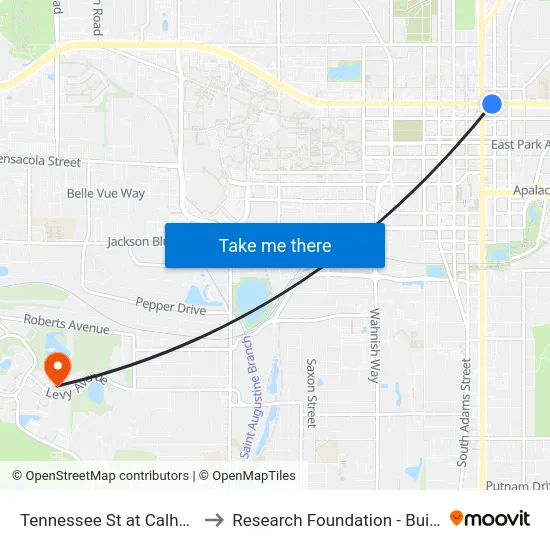 Tennessee St at Calhoun Eb to Research Foundation - Building A map