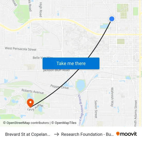 Brevard St at Copeland St Wb to Research Foundation - Building A map