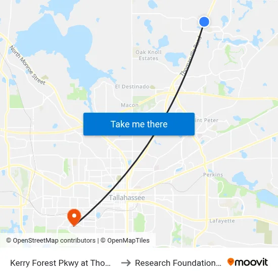 Kerry Forest Pkwy at Thomasville Rd Eol to Research Foundation - Building A map