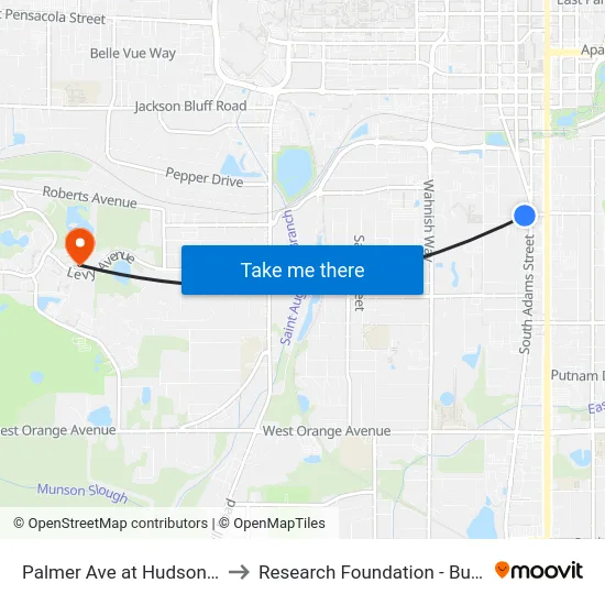 Palmer Ave at Hudson St Wb to Research Foundation - Building A map