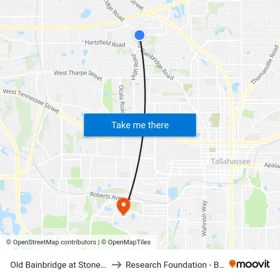 Old Bainbridge at Stone Road Sb to Research Foundation - Building A map