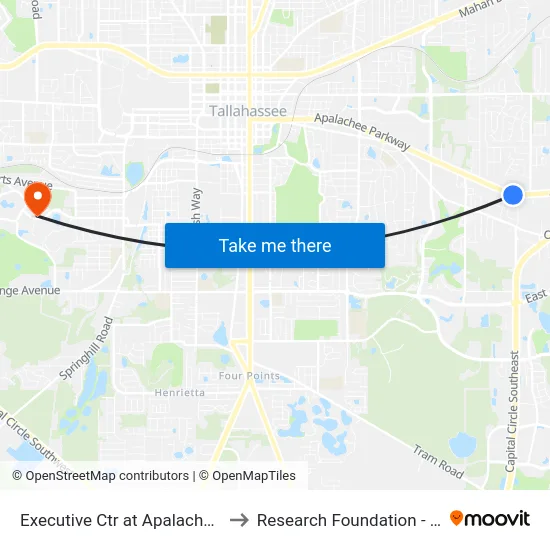 Executive Ctr at Apalachee Pkwy Nb to Research Foundation - Building A map