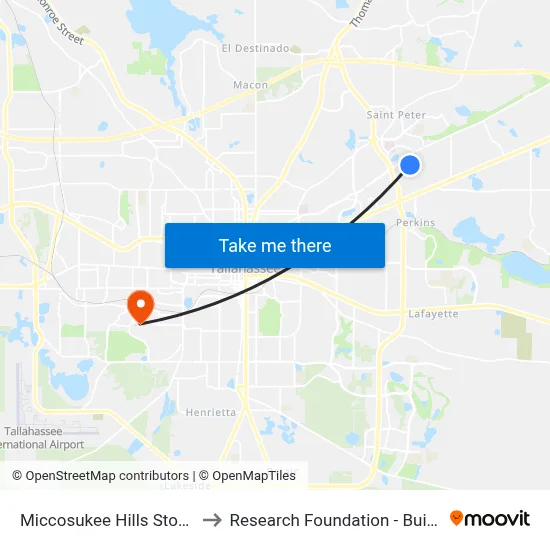 Miccosukee Hills Stop 3 Eb to Research Foundation - Building A map