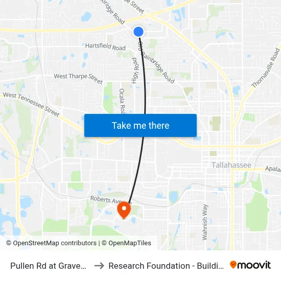 Pullen Rd at Graves Rd to Research Foundation - Building A map