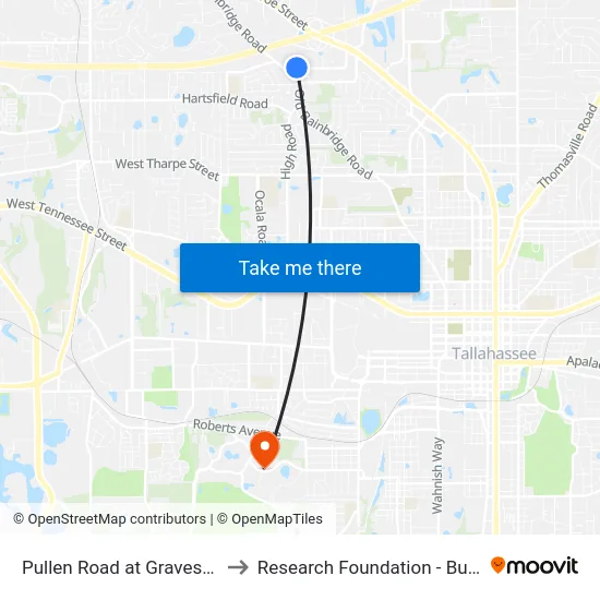 Pullen Road at Graves Rd Wb to Research Foundation - Building A map