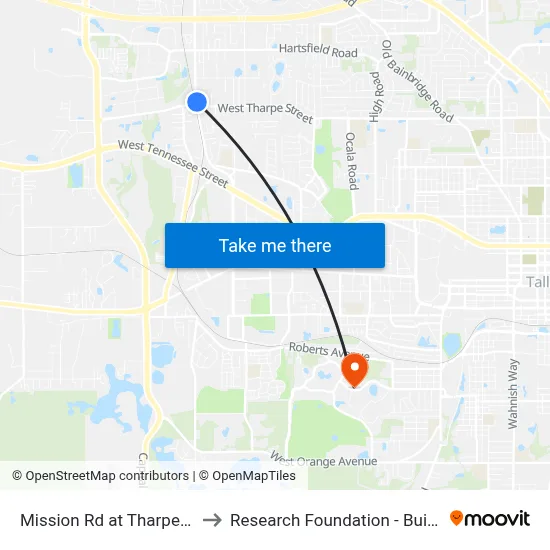 Mission Rd at Tharpe St Nb to Research Foundation - Building A map