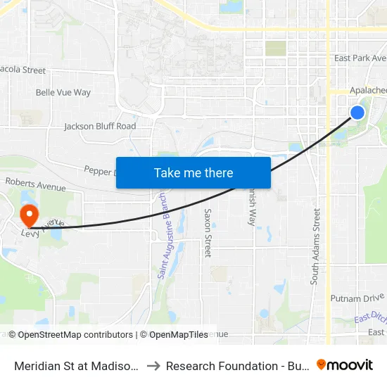 Meridian St at Madison St Eb to Research Foundation - Building A map
