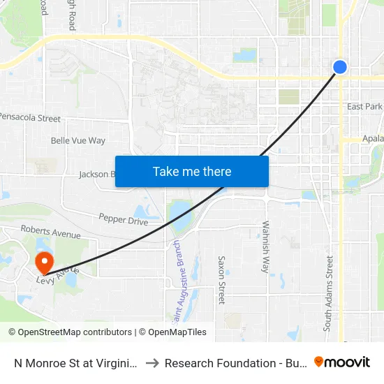 N Monroe St at Virginia St Sb to Research Foundation - Building A map
