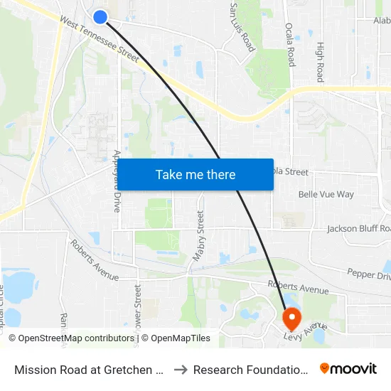 Mission Road at Gretchen Everhart School to Research Foundation - Building A map