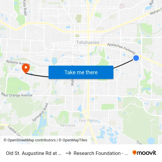 Old St. Augustine Rd at Dacron Dr to Research Foundation - Building A map