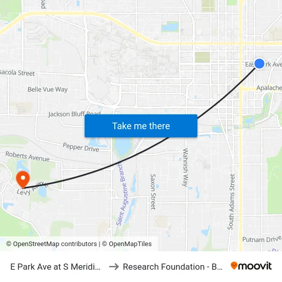 E Park Ave at S Meridian St Eb to Research Foundation - Building A map