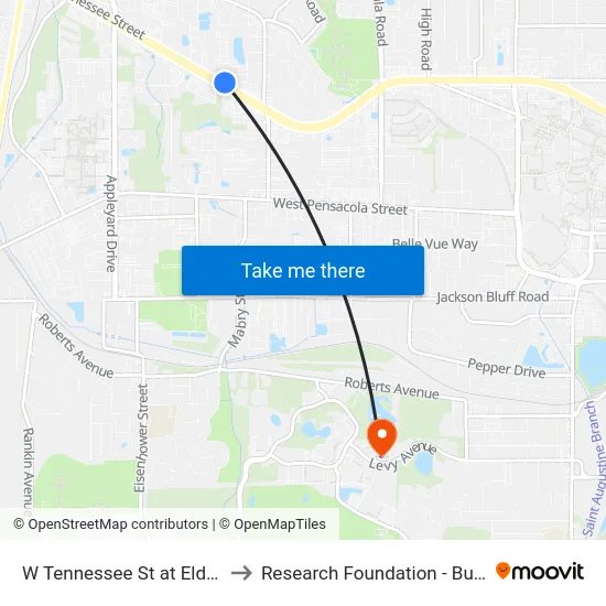 W Tennessee St at Elder Care to Research Foundation - Building A map