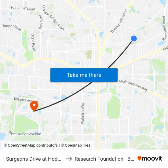 Surgeons Drive at Hodges Drive to Research Foundation - Building A map