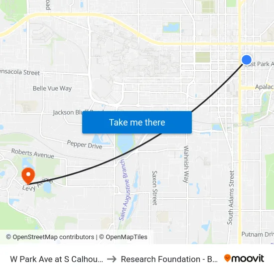 W Park Ave at S Calhoun St Wb to Research Foundation - Building A map